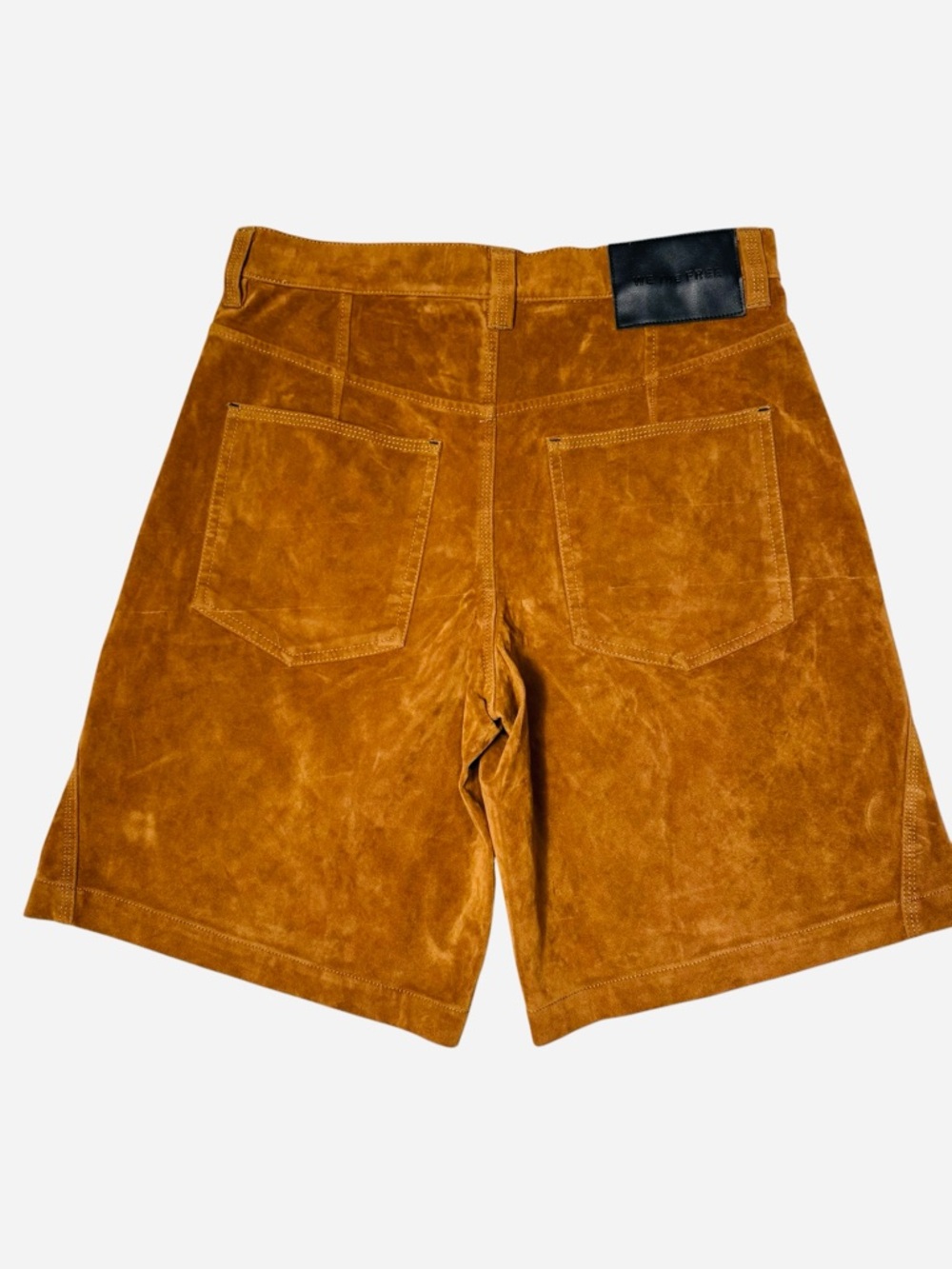 NWT New Free People Dylan Vegan Suede Long Shorts In Caramel Cafe Size 27 - Picture 5 of 11